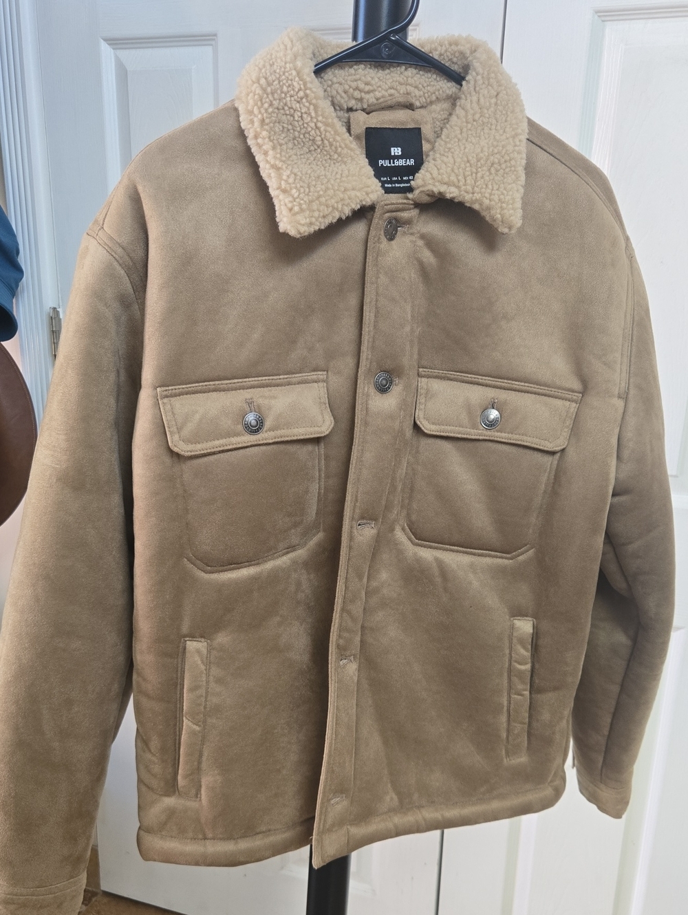 Pull&Bear Tan Suede-Look Sherpa Collar Field Jacket